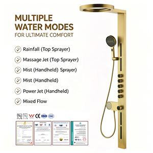 Panneau de <span class=keywords><strong>douche</strong></span> de luxe multifonctionnel intelligent numérique doré avec cascade – Système de <span class=keywords><strong>douche</strong></span> moderne - Product Image 4