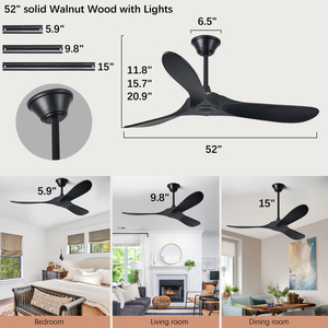 Modern Luxury 52-Inch Weathered Gray ABS <strong>Ceiling</strong> <strong>Fan</strong> with Powerful DC Silent Copper Motor for <strong>Best</strong> Hotels Households - Product Image 5