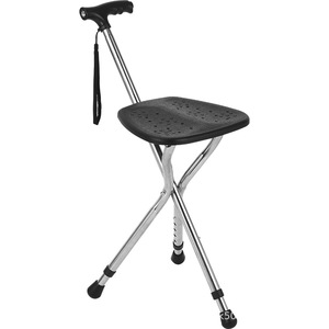 Guangte Rehabilitation Walking Stick <b>Stool</b> 5-Stage <b>Adjustable</b> <b>Height</b> 47-81cm With Seat For Elderly Outdoor Use - Product Image 2