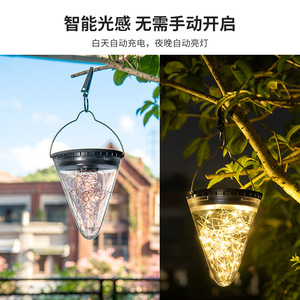 Solar Garden <b>Light</b> Hanging <b>Led</b> Cone Shape Water Resistant Outdoor Decorative Lamp For Patio Yard <b>Tree</b> <b>Lighting</b> - Product Image 3