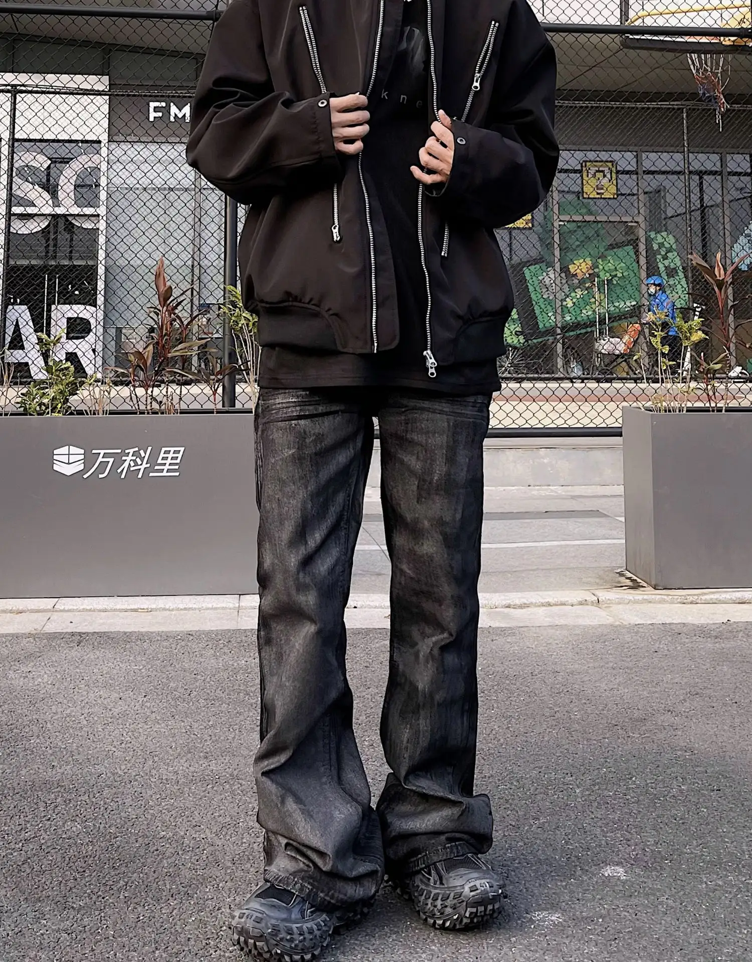 LILUO कस्टम लोगो के लिए अपने डिजाइन मोम डेनिम खड़ी flared पैंट पुरुषों मोम लेपित जींस पुरुषों