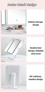 Tri Fold <b>LED</b> Makeup <b>Mirror</b> Multi Angle Vanity <b>Mirror</b> with Storage Base and Adjustable Lighting - Product Image 4