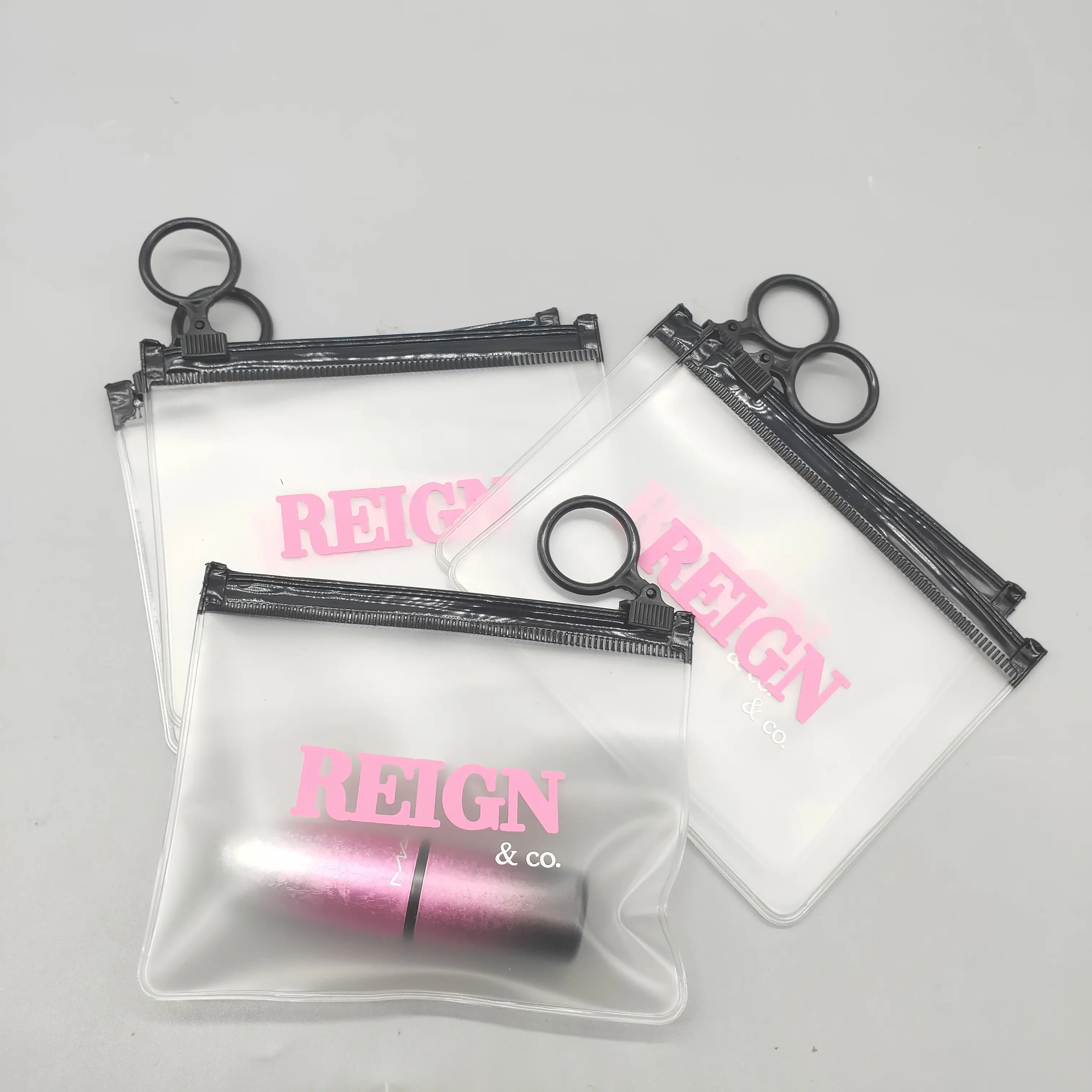 Customized logo printing clear pvc pouch zip lock frosted plastic bags with slider zipper
