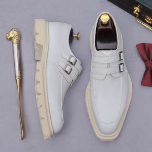 High-quality leather sport and casual men's shoes with laces hand-printed design custom-made walking shoes - Product Image 1