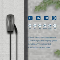 Nouvelle borne de recharge murale pour véhicule électrique 22 kW Type 2/Type 1 GB/T avec protection IP65, câble de 5 m, 32 A, AC400V, triphasé, 50/60 Hz