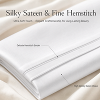 Ensemble de literie en coton 4 pièces, ensemble de draps de lit d'hôtel avec drap plat, drap-housse, 2 taies d'oreiller, tissage satiné pour lit double