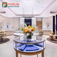 Vitrine de présentation de bijoux de luxe, moderne, en bois, verre et métal, avec éclairage LED, pour boutique haut de gamme, présentation intérieure