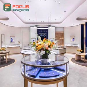 Vitrine de présentation de bijoux de luxe, moderne, en bois, verre et métal, avec éclairage LED, pour boutique haut de gamme, présentation intérieure - Product Image 4