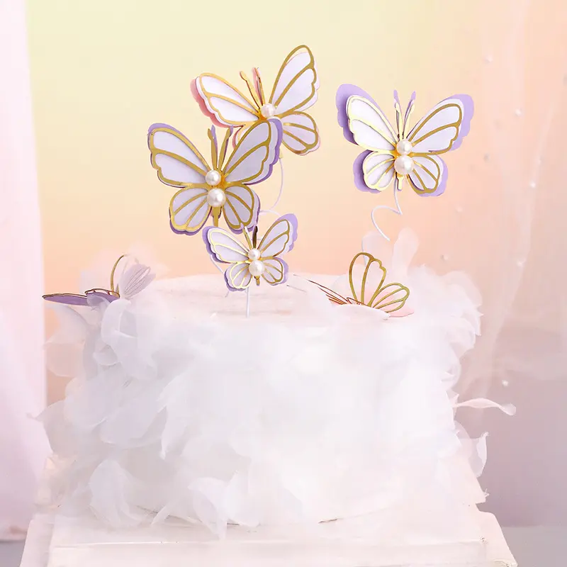 Decoración de pastel de boda y cumpleaños, nuevo producto INS, mariposa perla, decoración para pastel