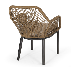 Conjunto de Muebles de Jardín Modernos Apilables con Estructura de Madera y Cuerda, 2 Sillas - Cómodas y Portátiles para Balcón, Patio o Restaurante - Product Image 6