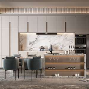 Armoires de cuisine modernes à panneau plat Panneau modulaire en mélamine Meubles de cuisine en granit blanc - Product Image 4