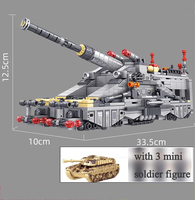 Vehículo del ejército alemán WW2, modelo 3D, artillería súper pesada, Arma de ferrocarril, cañón, tren, modelo de bloque de construcción, Mini tanque soldado