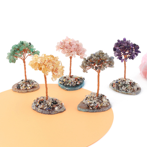 Arbre en pierres semi-précieuses naturelles faites à la main en gros, base en tranches d'agate pour cadeaux - Product Image 6