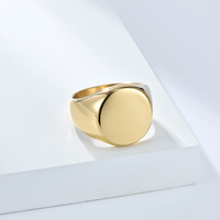 Kundenspezifischer Herren-Siegelring, massiver Croissant-Ring, 18 Karat Gold, Edelstahl, Blanko-Ring für Damen und Mädchen, Geschenk mit Laser-Gravur-Logo