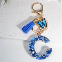 Porte-clés porte-clés mignon en résine avec lettres initiales de l'alphabet pour femmes et filles Porte-clés sac à dos avec pendentif suspendu pour voiture