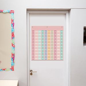 Tabla de Cien Números con Bolsillos, 100 Tarjetas de Números de Doble Cara, Herramienta de Aprendizaje de Matemáticas Rosa para Niños, Educación en Conteo - Product Image 6