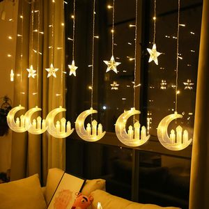 Guirlande lumineuse étoile <span class=keywords><strong>de</strong></span> lune brillante et château <span class=keywords><strong>de</strong></span> conte <span class=keywords><strong>de</strong></span> fées, rideau lumineux musulman, guirlande lumineuse pour la maison, les fêtes, le ramadan, la décoration <span class=keywords><strong>de</strong></span> l'Aïd - Product Image 5
