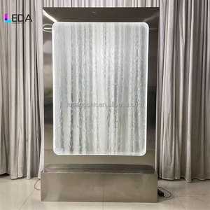 Fuente de Piso de Vidrio Transparente con Base Central de Acero Inoxidable LEDA, Decoración para Bodas, Cumpleaños y Eventos - Product Image 1