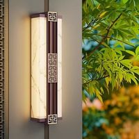 Lampe murale extérieure 2026 en marbre et aluminium, nouveau style Chinoiserie, lumière LED blanc chaud, verre borosilicate, angle de faisceau 180°
