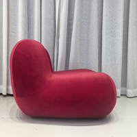 Fauteuil pivotant individuel en tissu rouge style crème, avec rembourrage en éponge, idéal pour salon, chambre et balcon (OEM)