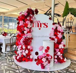 Composition florale artificielle de haute qualité en soie, guirlande florale <span class=keywords><strong>fuchsia</strong></span>, <span class=keywords><strong>fleurs</strong></span> d'arche rose vif pour mariage, fête, décoration intérieure, vente en gros - Product Image 5