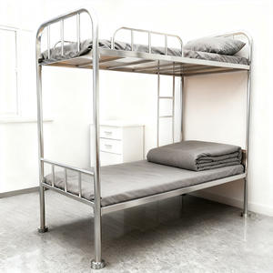Современные регулируемые по высоте кровати из нержавеющей стали с двухъярусными и двуспальными кроватями для использования в школьных апартаментах отеля-прямые продажи с завода - Product Image 3