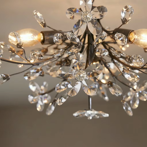 Lustre de salon en cristal K9 et fer doré, motif branche fleurie, 60 pouces, style Art Déco de luxe, lampe suspendue pour <span class=keywords><strong>plafond</strong></span> <span class=keywords><strong>haut</strong></span>, foyer, certifié UL - Product Image 2