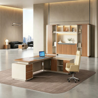 Meubles de bureau de luxe en forme de L pour PDG, bureau de direction moderne en bois, bureau de patron, bureau de direction, bureau d'ordinateur