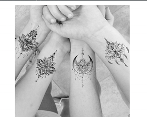 15 fogli Sexy hennè nero Mehndi Lotus tatuaggi temporanei per gioielli da donna pizzo <span class=keywords><strong>luna</strong></span> falena fiori ciondolo Temp tatuaggi - Product Image 3