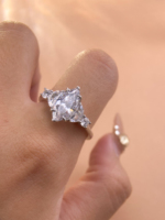Bague de fiançailles en moissanite taille marquise à trois pierres, design grappe multi-pierres, en argent 925 et cuivre, bague de mariage, bijoux personnalisés