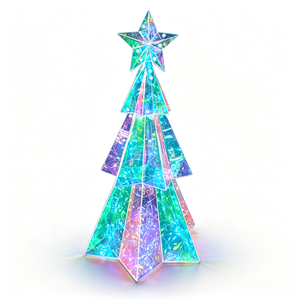 Iridescent <b>LED</b> Christmas Tree Figurine <b>Star</b> Topped Holiday Decoration Indoor Outdoor Garden Ornament - Product Image 1