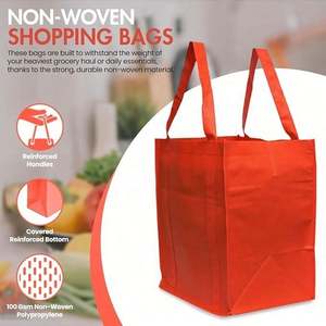 Custom logo Handle-Heavy Duty Foldable Non-Woven Reusable Recyclable Reinforced Tote Bags for Groceries Picnic - Product Image 3