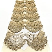Nouvelle Robe de Soirée pour Femme en Tissu Doré Jaune Brodé de Dentelle, Tissé à Grandes Ondulations, avec Mousse et Paillettes de Cristal, pour Mariages