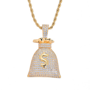 Colar com pingente ouro 14k rq, colar com pingente cheio de gelo para homens e mulheres - Product Image 3