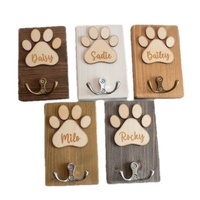 Porte-morces mural en bois écologique réutilisable, gravé et sculpté avec empreinte de patte d'animal, pour laisse de chien et ceinture, à faire soi-même