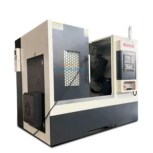 Mini máquina de torno cnc de cama inclinada, fresadora de torneado de perforación, torreta accionada TCK56x750