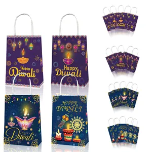 Bd144 Diwali chủ đề bên Túi Quà Tặng Lễ hội đèn đồ ăn nhẹ túi kẹo Diwali bên ủng hộ trang trí