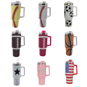 40oz Luxury Custom Colors Rhinestone Stud American Flag Stainless Steel Shiny Bling Vacuum Insulated Tumbler <b>Thermos</b> Straw - Product Image 1