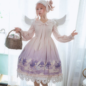 Lolita Dress Pink Purple Blue Empire Waist Peter Pan Collar Printed Candy Color Party JSK OP Plus Size - Product Image 2
