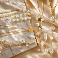 Collier long Y en plaqué or 18 carats pour femme, avec pendentif fleur en zircon et perle, bijou cadeau