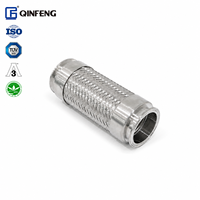 QINFENG Raccord rapide pour tuyau ondulé en acier inoxydable 304, avec bride et collier métallique tressé, longueur personnalisable