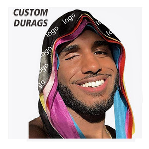 Toptan 100% ipek ile dayanıklı özelleştirmek özel logo ipeksi Durags erkekler için şapka Bandana özel durag