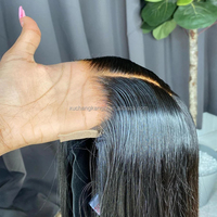 Peluca de pelo frontal de encaje indio crudo 13x4, pelucas frontales de encaje completo sin pegamento para mujeres negras, peluca frontal de encaje recto brasileño de 40 pulgadas