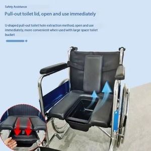 Aluminum Folding Commode Toilet Chair for Elderly With Wheels and Footstep - Product Image 5