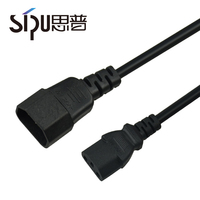 Câble d'extension d'alimentation SIPU 2026 IEC C13 vers C14, 1,22 m, 10 A, PVC, avec prises EU/UK/AU/US, certifié ROHS/CE pour appareils électroménagers