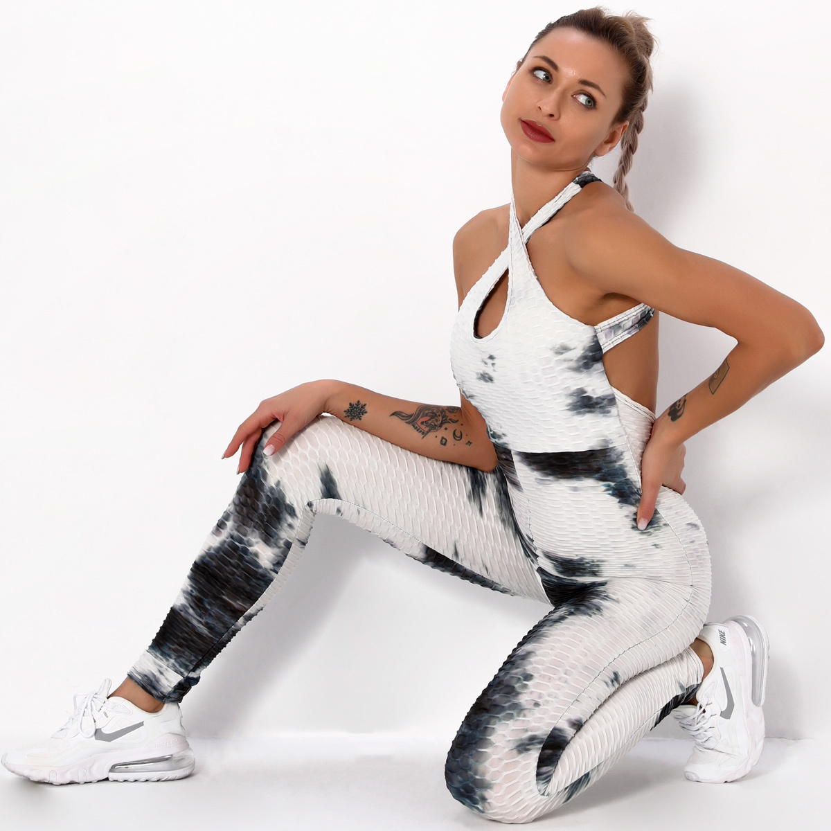New Cross Sling Design Women's Yoga Jumpsuit High Quality High Elastic Four-Way Stretch Breathable Quick Dry Butt Lift