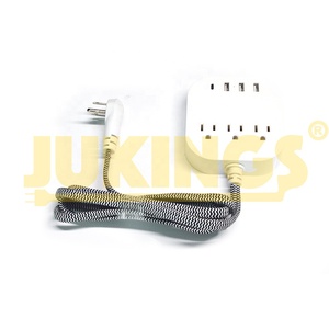 רצועת כוח עם 3USB 1TPYE-C 3 לשקע תקע שטוח שולחן העבודה תחנת טעינה עם 6ft כבד החובה קלוע הארכת כבל