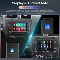 Autoradio 2 Din Android 14 Android Auto CarPlay GPS WiFi 7 pouces 2/4 Go de RAM 64 Go de ROM pour modèles Volkswagen Skoda (Golf 5-6 Touran)