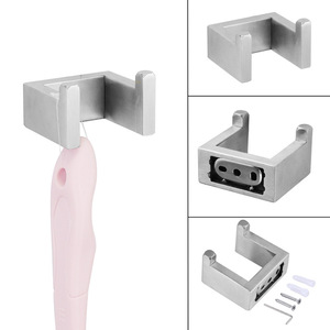 Ensemble d'accessoires de salle de bain en acier inoxydable SUS304, 4 pièces, montage mural, porte-serviettes noir, porte-papier toilette, crochets, décoration d'hôtel - Product Image 6