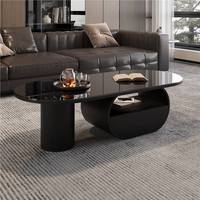 Table basse ovale en verre trempé de luxe italienne, table à thé moderne minimaliste, décorative, portable, pour petit appartement, salon, maison